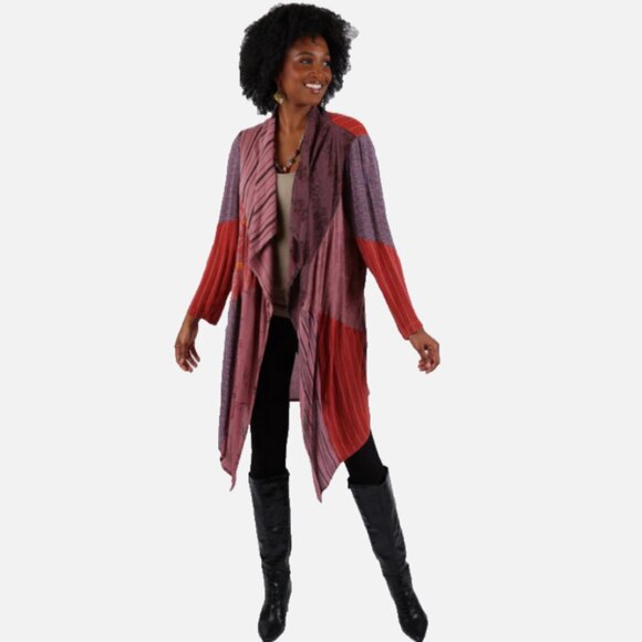 Nwt SACRED THREADS boho patch hippie rayon crepe TOP CARDIGAN JACKET DUSTER XL - Picture 1 of 5